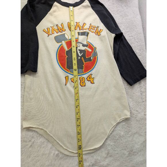 Vintage Van Halen 1984 Tour baseball shirt 3/4 Sleeve S Small 80's Vtg *Flaws - Picture 11 of 12